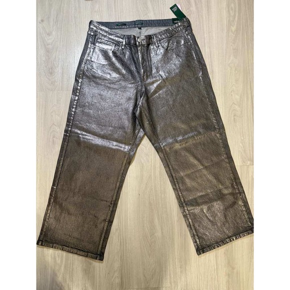 wild fable Denim - Wild Fable Metallic Silver Wide Leg Jeans Pants Women Size 10 Sparkle Shimmer